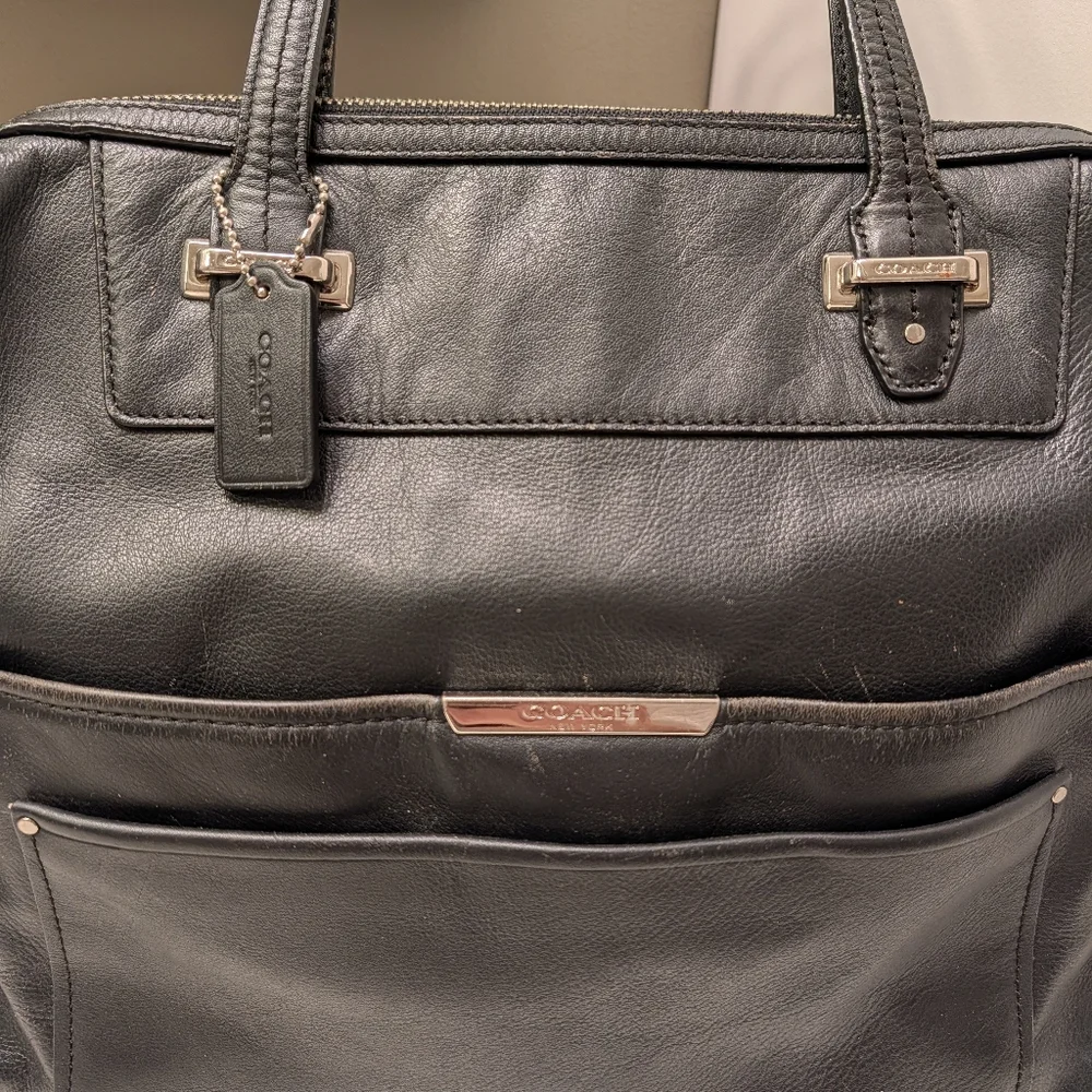 🖤EUC Coach Taylor Bette Genuine Smooth Leather Shoulder Satchel Bag, Black, LG - Picture 9 of 16